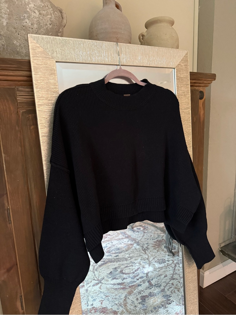 Free People Easy Street Crop Black Medium NWOT